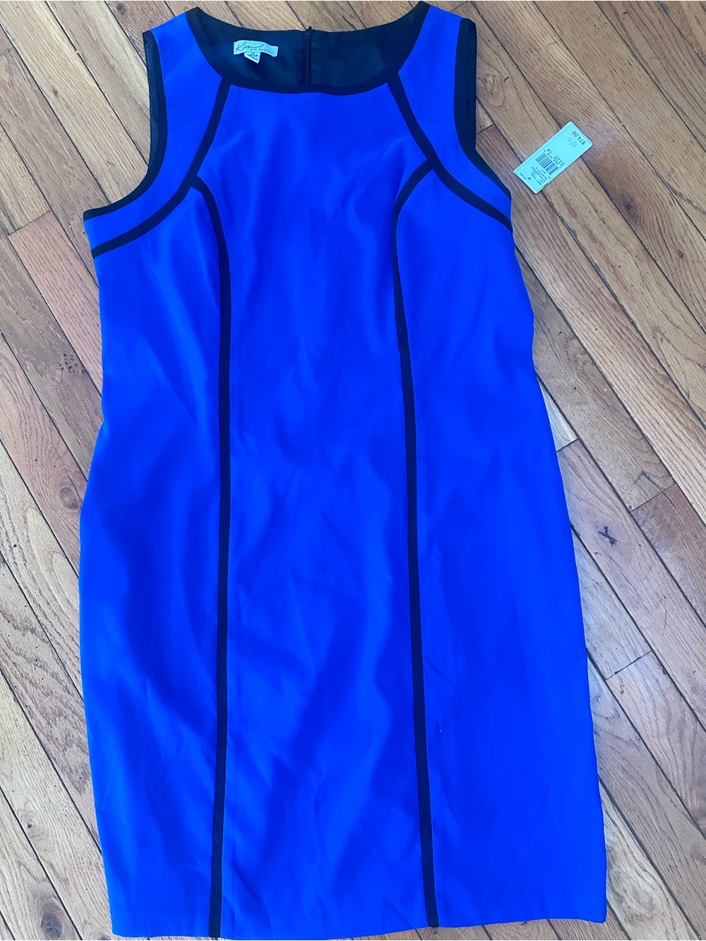 NWT Kim rogers 14 Royal Blue Ponte Sheath Dress with Black Piping